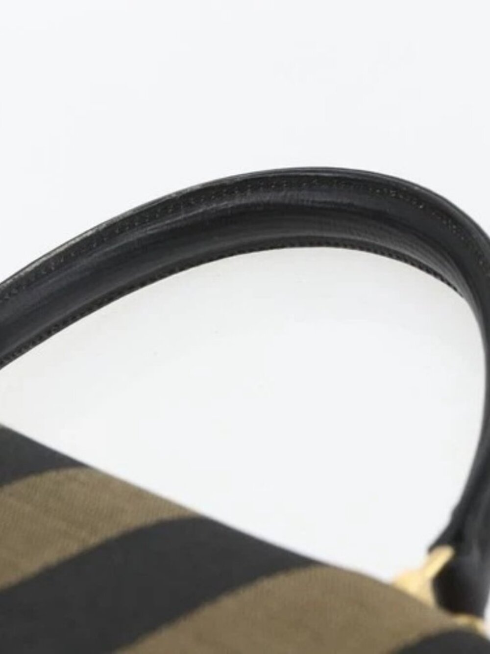 FENDI Pecan Canvas Hand Bag Black Brown gold Auth 165003 - Picture 11 of 16